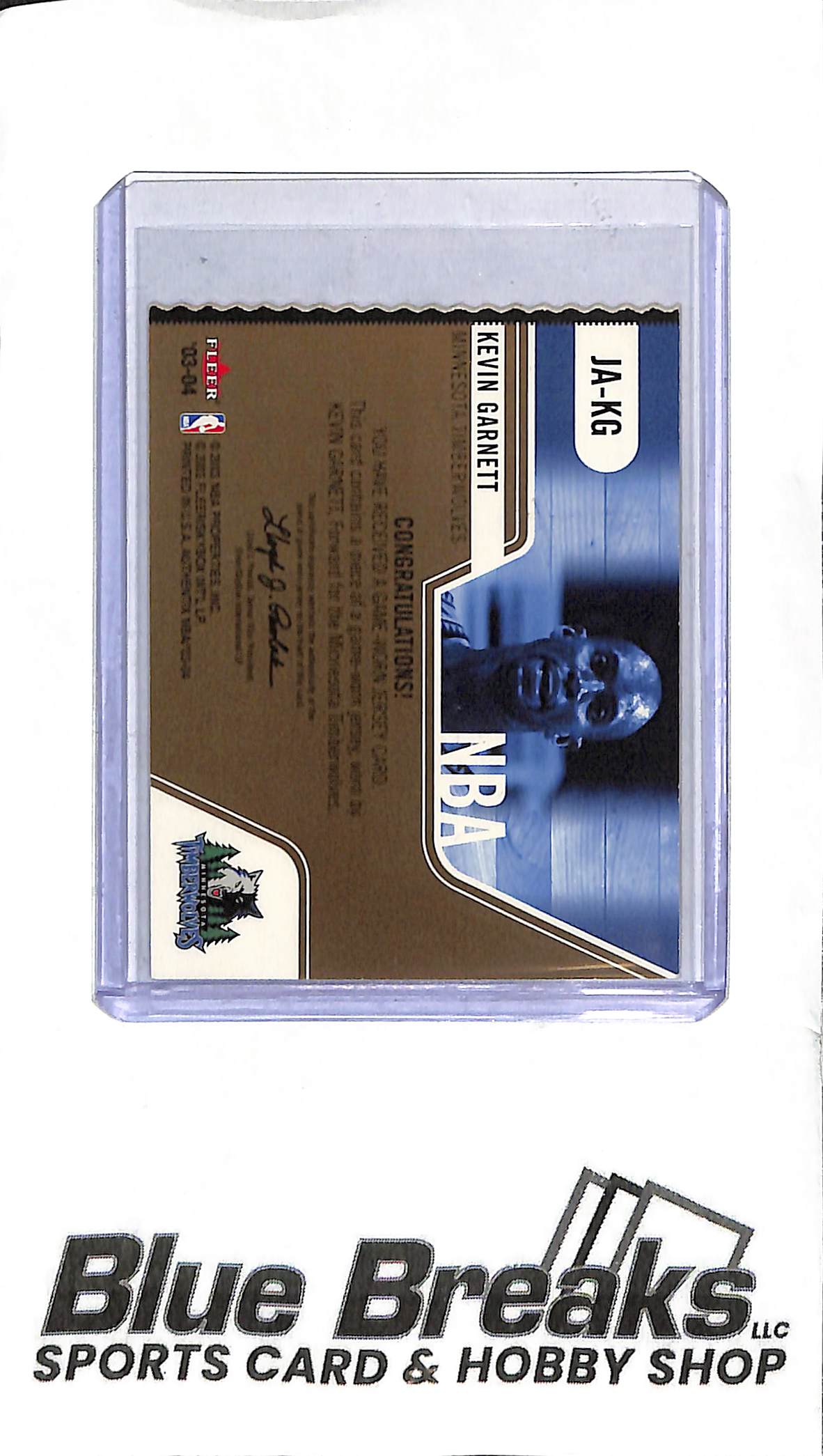 2003-04 Fleer - Kevin Garnett Patch - JA-KG - Game-Used - Basketball - Timberwolves