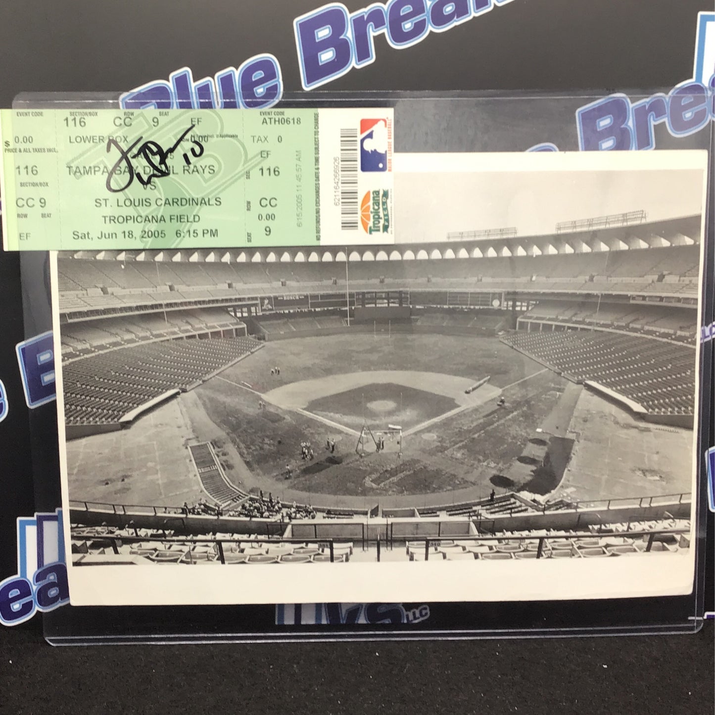 1966 Busch Stadium Wire Photo & Ticket autographed Tony LaRussa