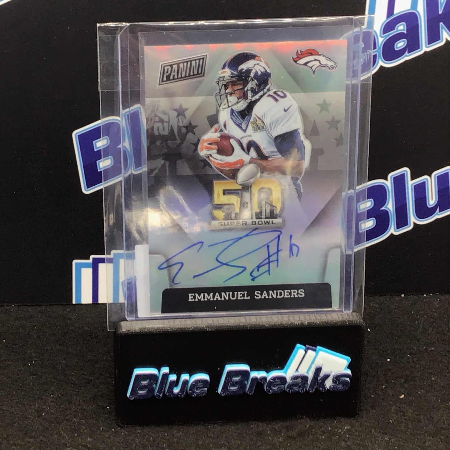 2022 Panini Prizm 50th Super Bowl Emmaneul Sanders auto #SB50-ES Broncos