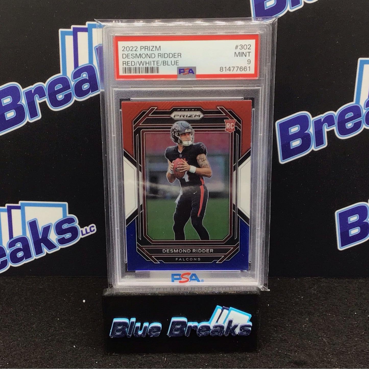2022 Panini Prizm RED/WHITE/BLUE Desmond Ridder #302 PSA 9 Falcons