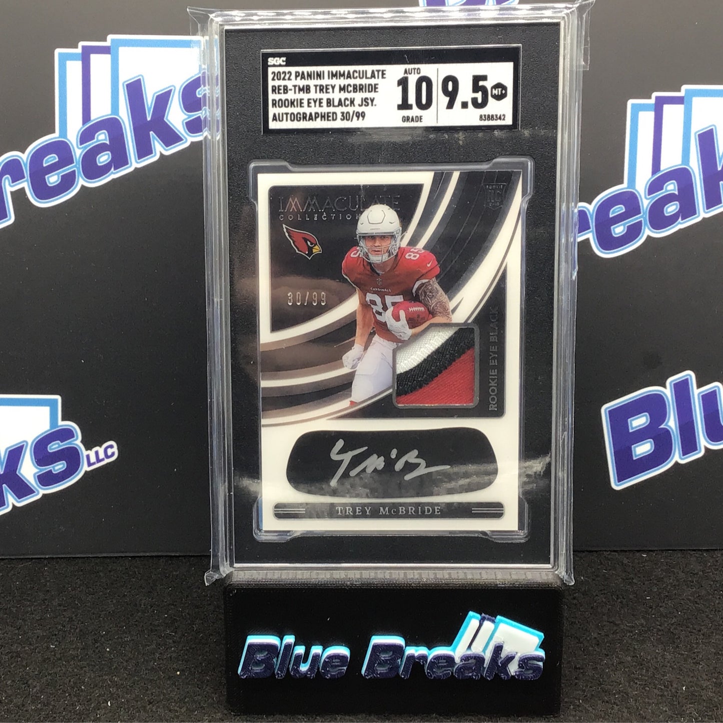 2022 Panini - Immaculate - Trey McBride - Arizona Cardinals - Rookie Eye Black - 30/99 SGC 9.5 / 10