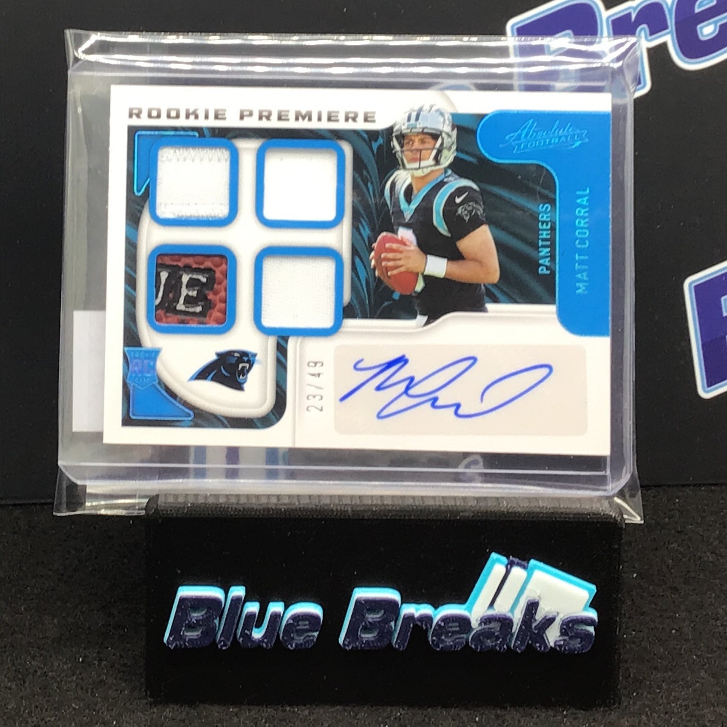 2022 Panini Absolute Rookie Premiere Matt Corral auto quad relic 23/49 #202 Panthers