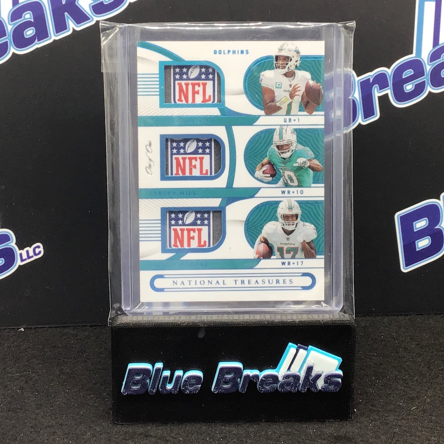 2022 Panini - National Treasures - Tua Tagovailoa - Tyreek Hill - Jaylen Waddle - NFL Shield 1/1 - Miami Dolphins