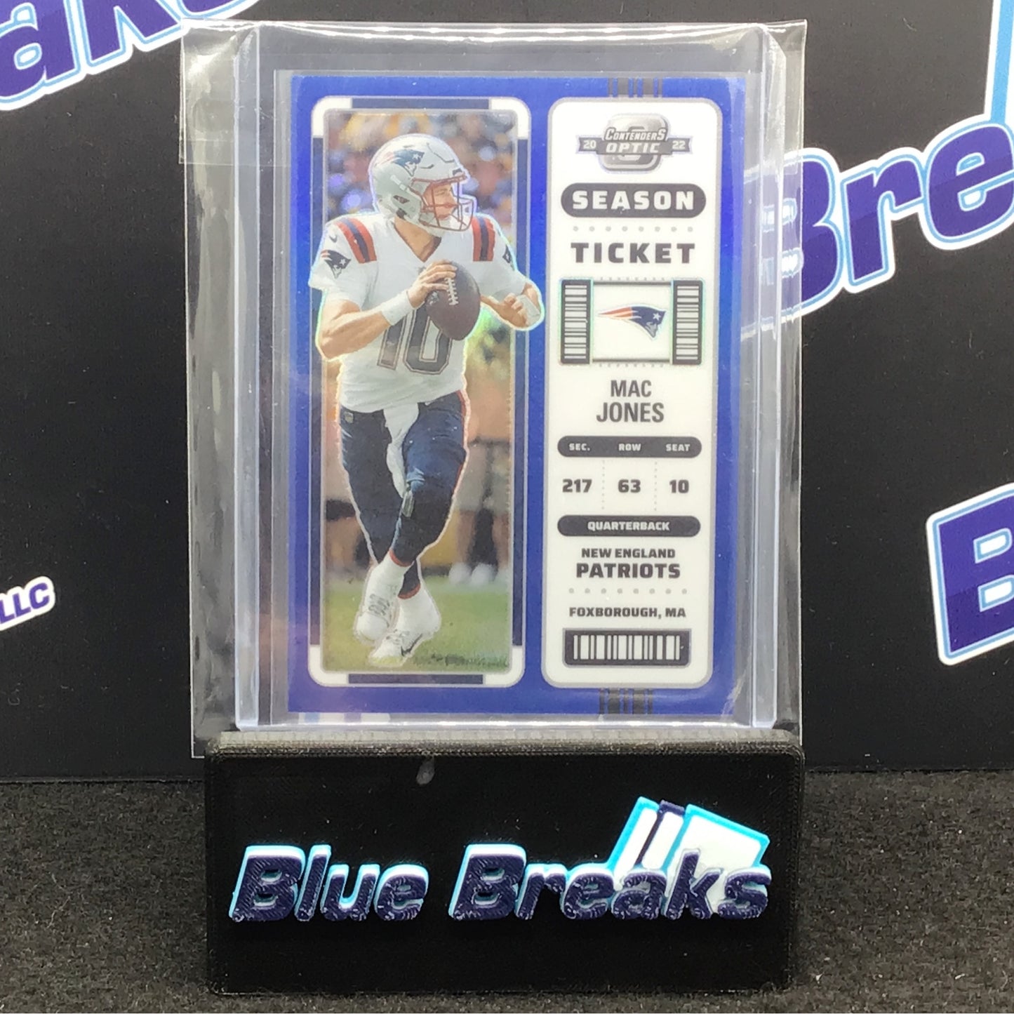 2022 Panini - Mac Jones - Contenders Optic - 19/99 - Blue - Season Ticket - New England Patriots