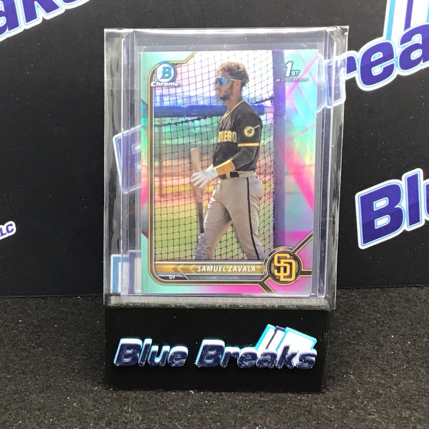 2022 Bowman Chrome Prospects 1st Bowman Aqua Pink Vapor Refractor Samuel Zavala 90/125 #BCP-203 - San Diego Padres