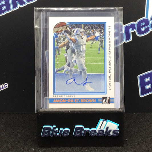 2022 Panini Donruss Highlights Amon-Ra St Brown auto 28/99 #H-ASB Lions