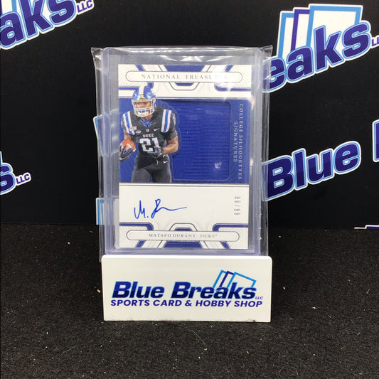 2022 Panini National Treasures Collegiate Silhouettes Signatures Mataeo Durant 86/99 #SS-MDU Blue Devils