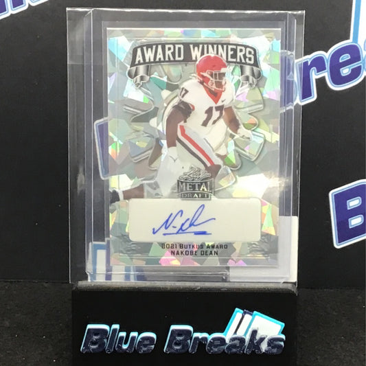 2022 Leaf Metal Draft Award Winner Cracked Ice Nakobe Dean auto 8/25 #AW-ND1 Eagles
