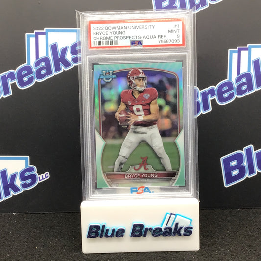 2022 Bowman University - Bryce Young - Chrome Prospects - Aqua Refractor - Alabama - Carolina Panthers
