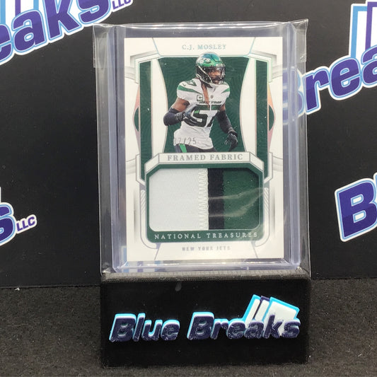 2022 Panini - National Treasures - C J Mosley - Framed Fabric - 7/25 - New York Jets