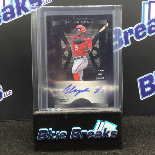 2022 Leaf Trinity - Elijah Green auto - Cincinnati Reds - Purple - 1/1 XRC