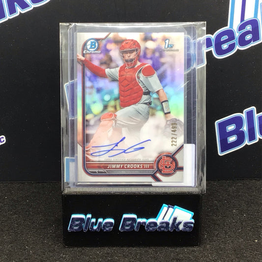 2022 Bowman Chrome Draft 1st Bowman Refractor Jimmy Crooks III Auto 222/499 #CDA-JCS Cardinals