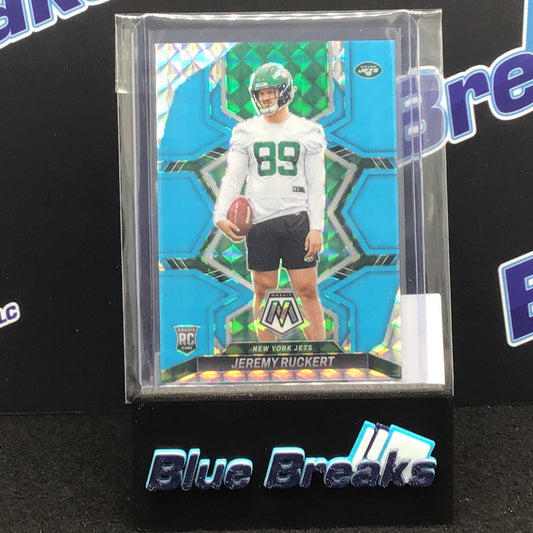 2022 Panini Mosaic Blue Fluorescent Prizm Jeremy Ruckert 09/15 RC #360 Jets