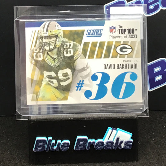 2022 Panini Score Top 100 #36 David Bakhtiari #136 Packers