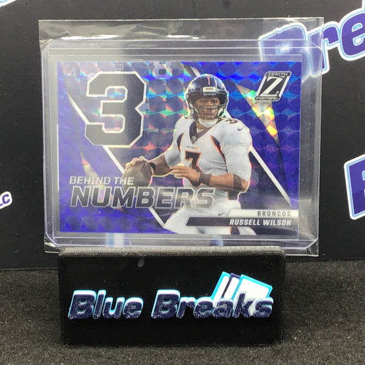 2022 Panini - Zenith - Russell Wilson - #BN-RW - Behind the Numbers - Blue - Denver Broncos