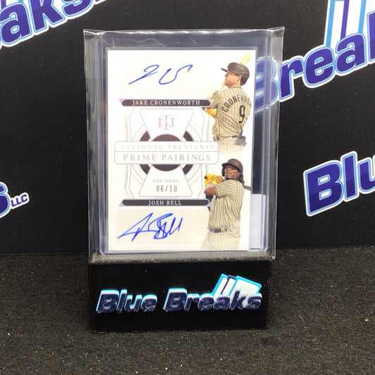 2022 Panini National Treasures Prime Pairings Autos Josh Bell Jake Cronenworth 06/10 #PP-JJ Padres