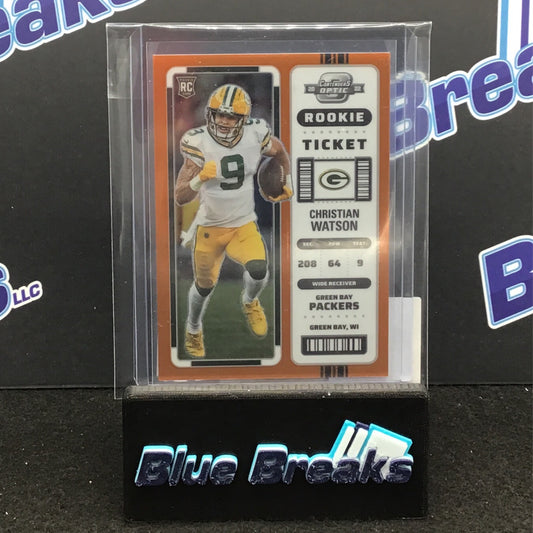 2022 Panini Contenders Optic Prizm Orange Christian Watson 07/50 #66 Packers