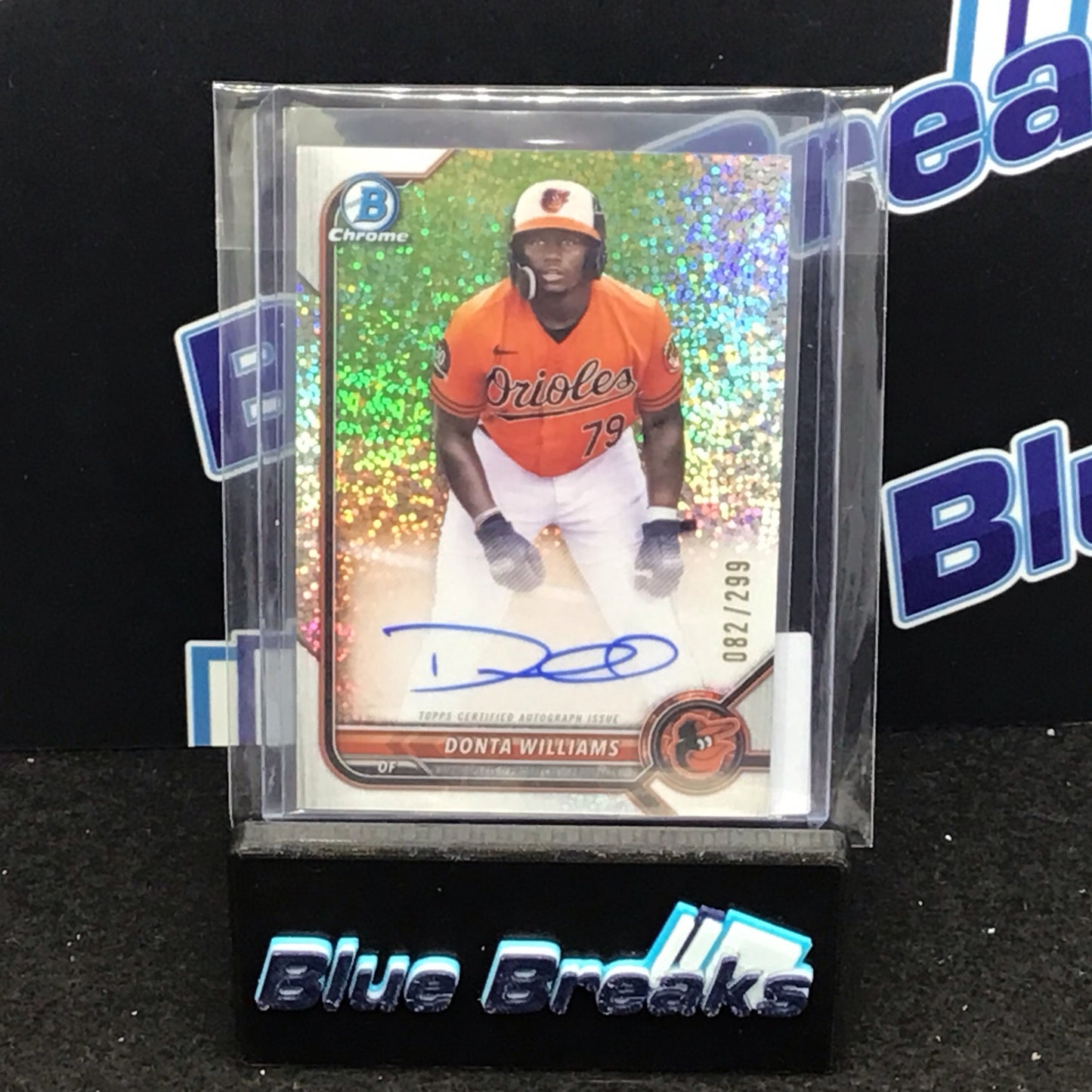 2022 Bowman Chrome speckle refractor Donta Williams auto 082/299 #CPA-DW Orioles