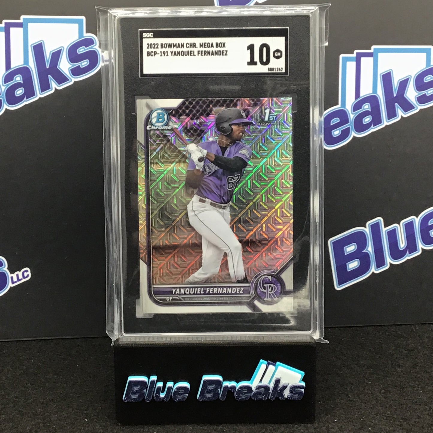 2022 Bowman Chrome Mega Box Yanquiel Fernandez BCP-191 - Colorado Rockies - SGC 10