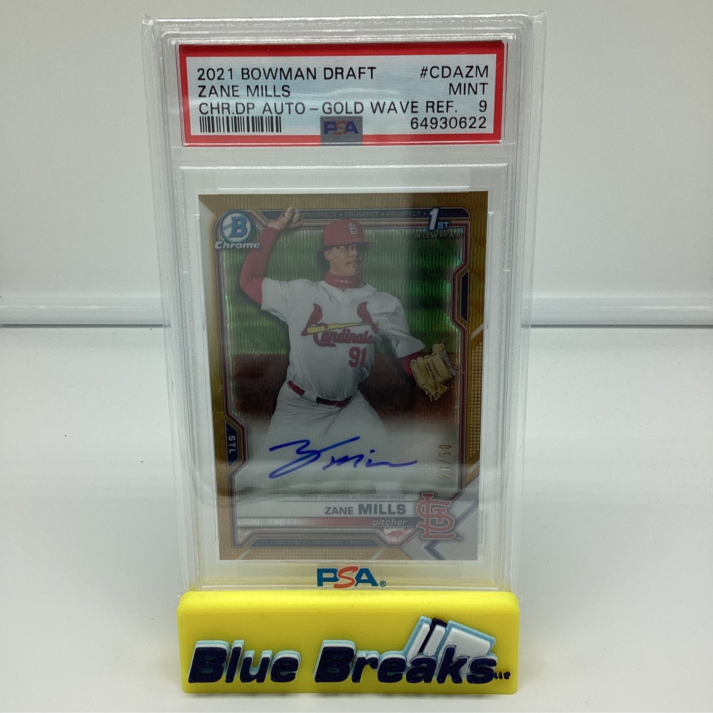 2021 Bowman Draft Zane Mills Gold 26/50