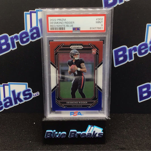 2022 Panini Prizm RED/WHITE/BLUE Desmond Ridder #302 PSA 9 Falcons