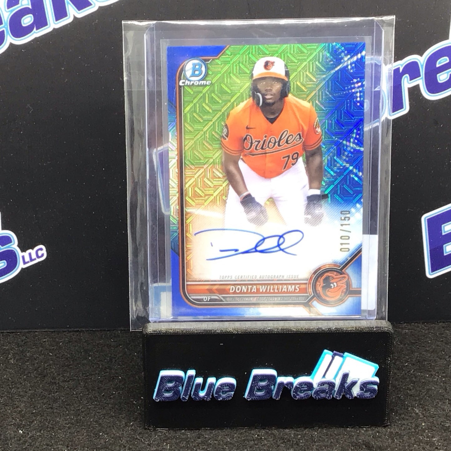 2022 Bowman Chrome Blue Mojo Refractor Donta Williams Autograph 10/150 #CPA-DW Orioles