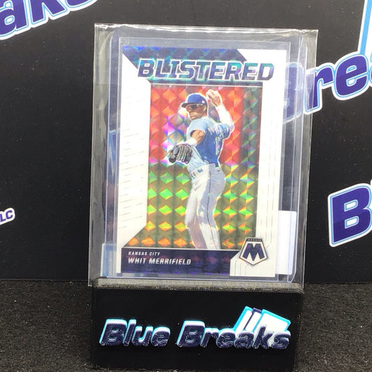 2022 Panini Mosaic White Mosaic Prizm Blistered Whit Merrifield 22/25 #BL-11 - Kansas City Royals