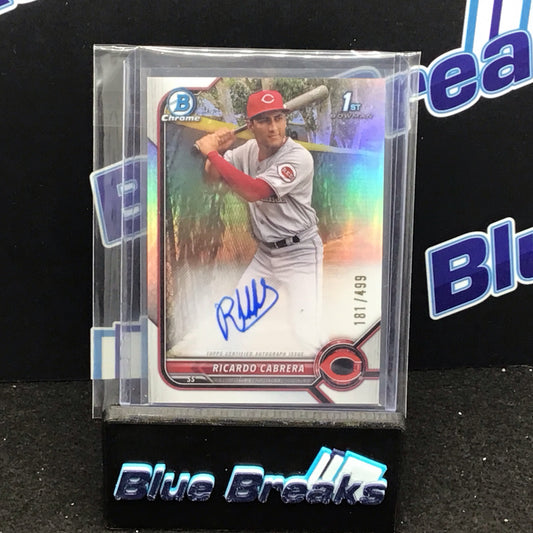 2022 Bowman Chrome 1st Bowman refractor Ricardo Cabrera auto 181/499 #CPA-RCA Reds
