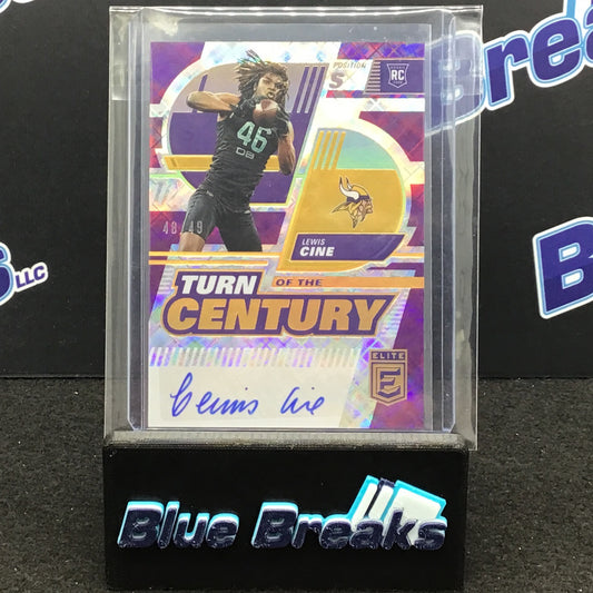 2022 Donruss Elite Autograph LEWIS CINE - Purple Color Match 31/49 Vikings