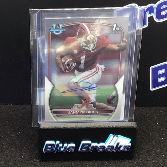 2022 Bowman Chrome University 1st Bowman Jahmyr Gibbs auto #82 Lions
