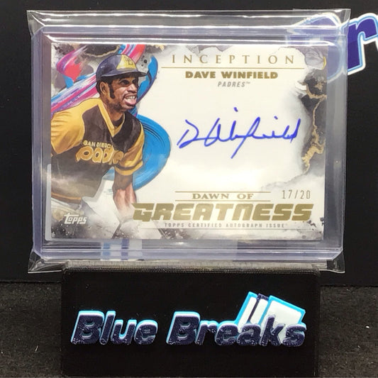 2023 Topps Inception Dawn of Greatness Dave Winfield auto 17/20 #IDG-DW Padres
