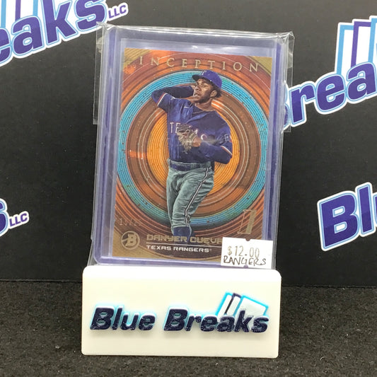 2022 Bowman Inception Danyer Cueva 15/25, Yeison Morrobel 20/50 & Anthony Gutierrez 28/75 Rangers