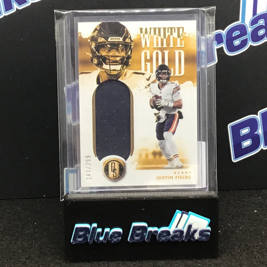 2022 Panini Gold Standard White Gold Justin Fields relic 149/299 #WG-JFI Bears