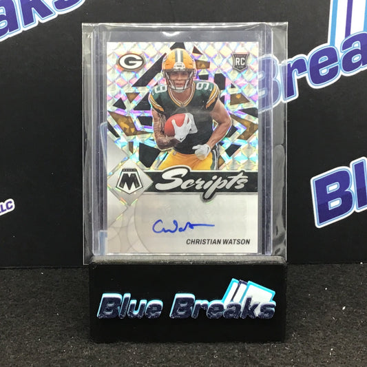 2022 Panini Mosaic Scripts Christian Watson auto RC #RS-CW Packers