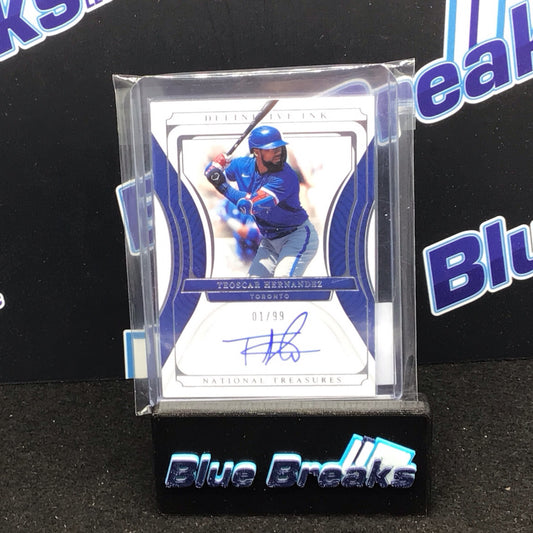 2022 Panini National Treasures Definitive Ink Auto Teoscar Hernandez 01/99 #DI-TH Blue Jays
