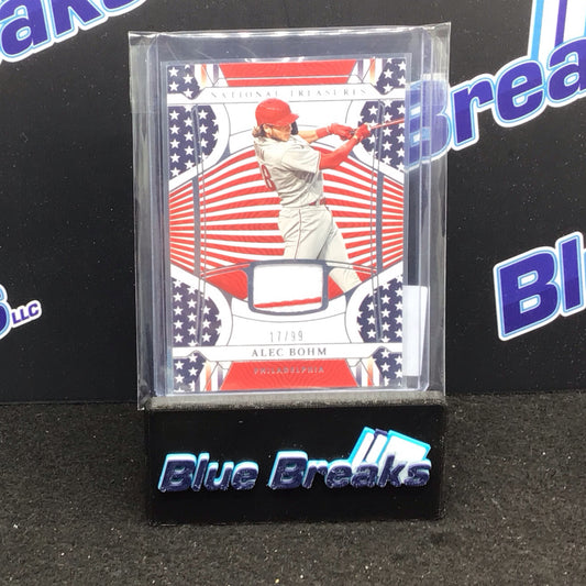 2022 Panini National Treasures Red White Blue Alec Bohm relic 17/99 #RWB-AB Phillies