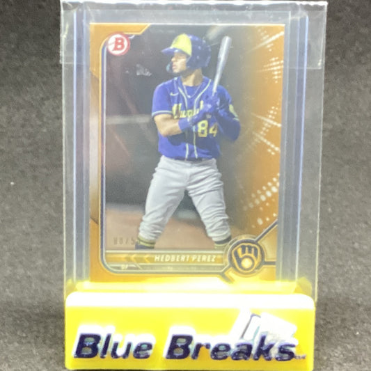 2022 Bowman Gold Paper Parallel Hedbert Perez 08/50 BP-67