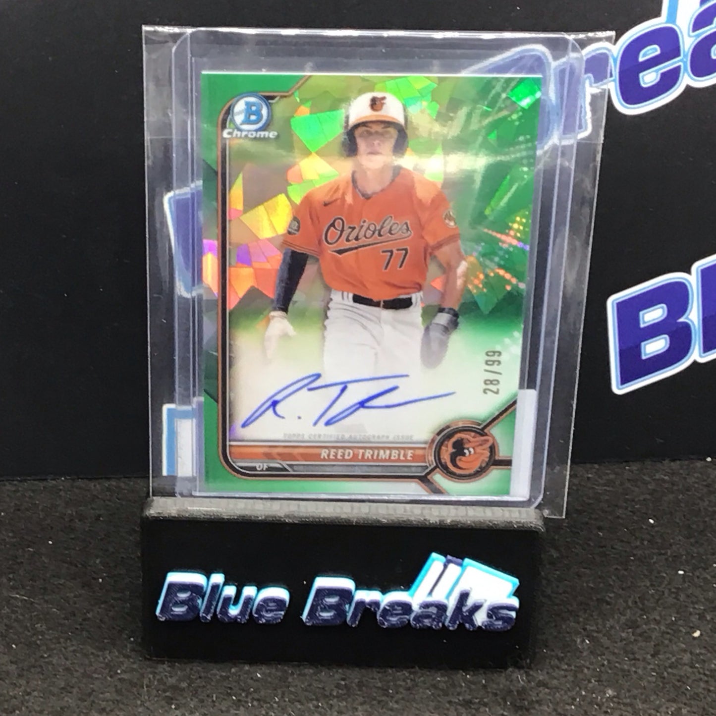 2022 Bowman Chrome green cracked ice Reed Trimble auto 28/99 #CPA-RT Orioles