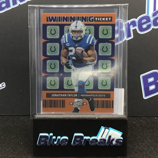 2022 Panini Contenders Optic Prizm Orange Winning Ticket Jonathan Taylor 12/50 #WT-10 Colts