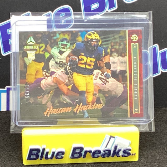 2022 Panini Luminance Red Parallel Hassan Haskins 16/25 186 Titans