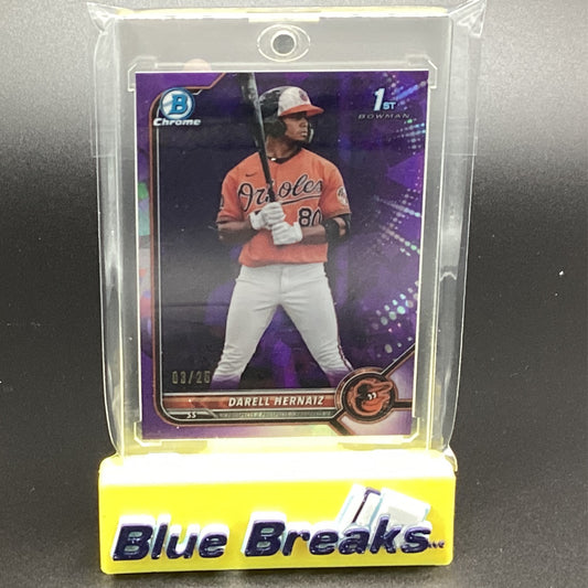 2022 Bowman Chrome 1st Purple Refractor Darell Hernaiz 3/25