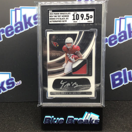 2022 Panini - Immaculate - Trey McBride - Arizona Cardinals - Rookie Eye Black - 30/99 SGC 9.5 / 10