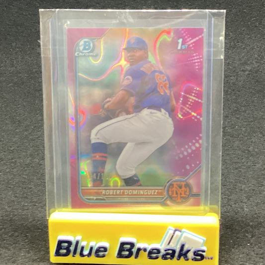 2022 Bowman Chrome 1st Fuchsia  Refractor Robert Dominguez 194/199 BCP-51 Mets