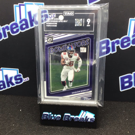 2022 Donruss Optic purple stars Dominators Saquon Barkley 18/25 #D-7 TAG 9 Giants