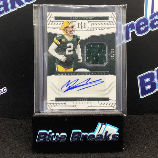 2022 Panini - National Treasures - Mason Crosby - Lasting Legacies - 29/99 - Green bay Packers