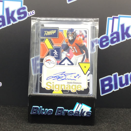 2022 Panini Prestige Signage Justin Simmons #SIG-JS Broncos