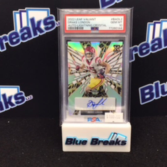 2022 Leaf Valiant Lightning Crystal Drake London auto 4/5 #BA-DL2 PSA 10  Falcons