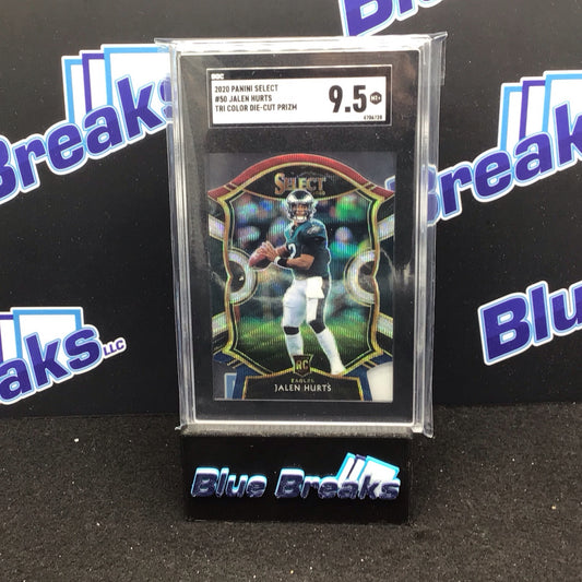 2020 Panini Select #50 Jalen Hurts Tri-Color Die-Cut Prizm RC SGC 9.5 Eagles