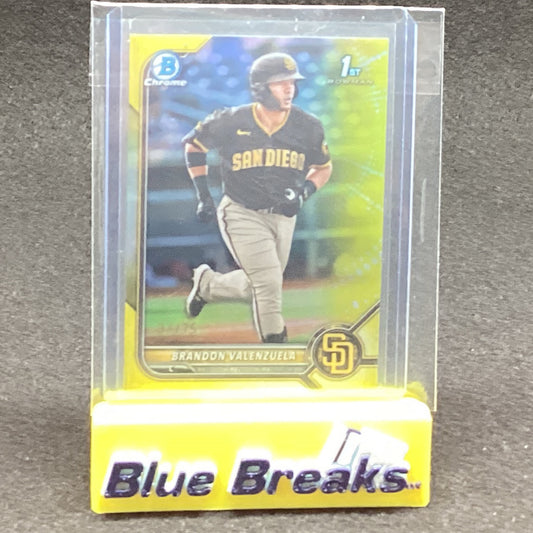 2022 Bowman Chrome 1st Yellow Parallel Brandon Valenzuela 37/75 BCP-28