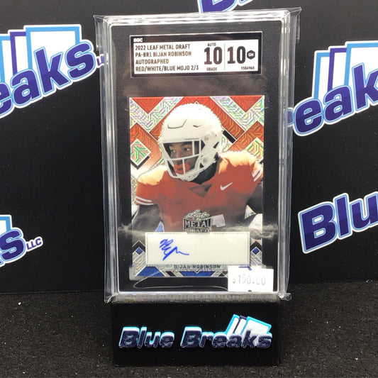 2022 Leaf Metal Draft Red White Blue Mojo Bijan Robinson auto 2/3 #PA-BR1 SGC 10 10 Falcons